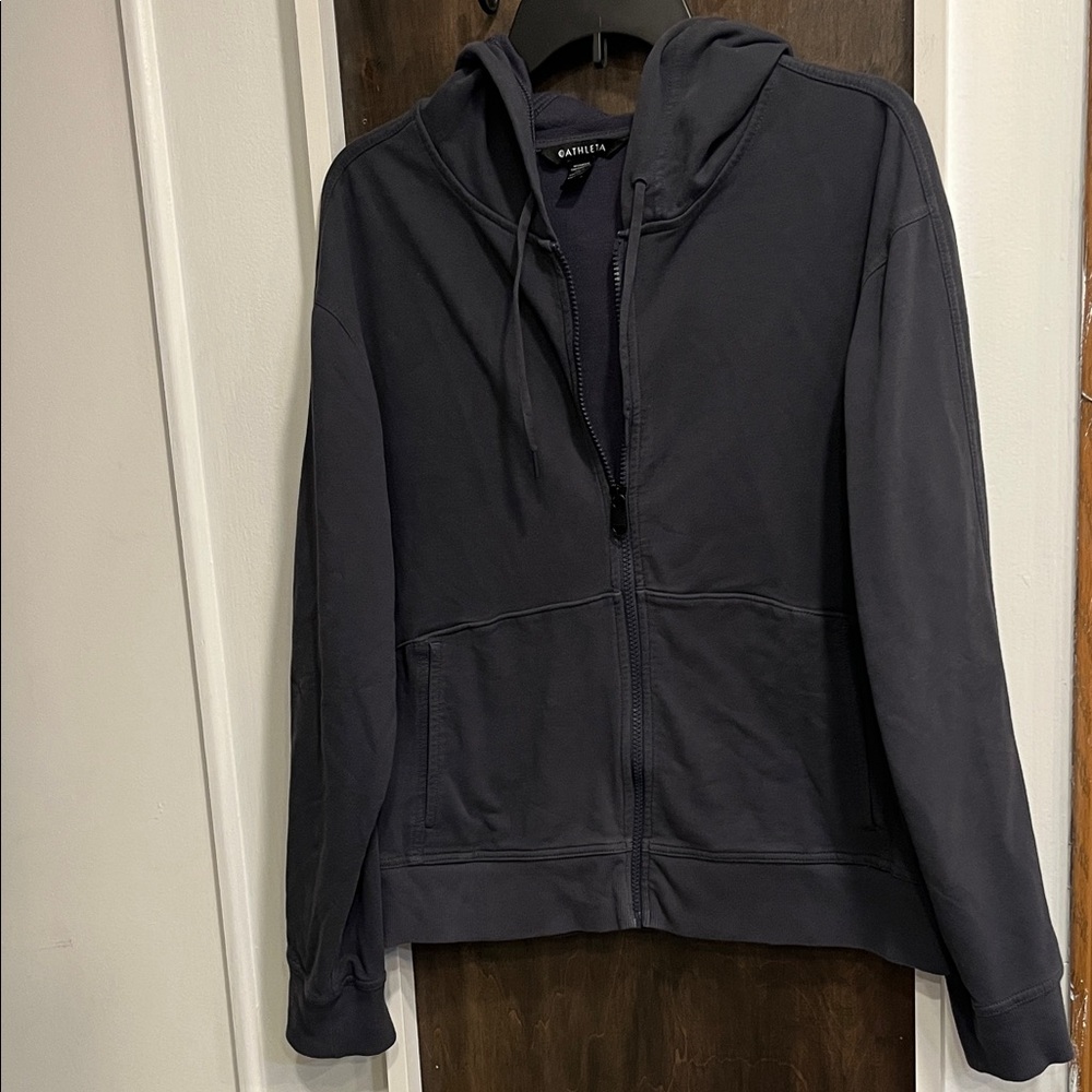 Athleta Washed Dark Gray Hoodie Sweatshirt